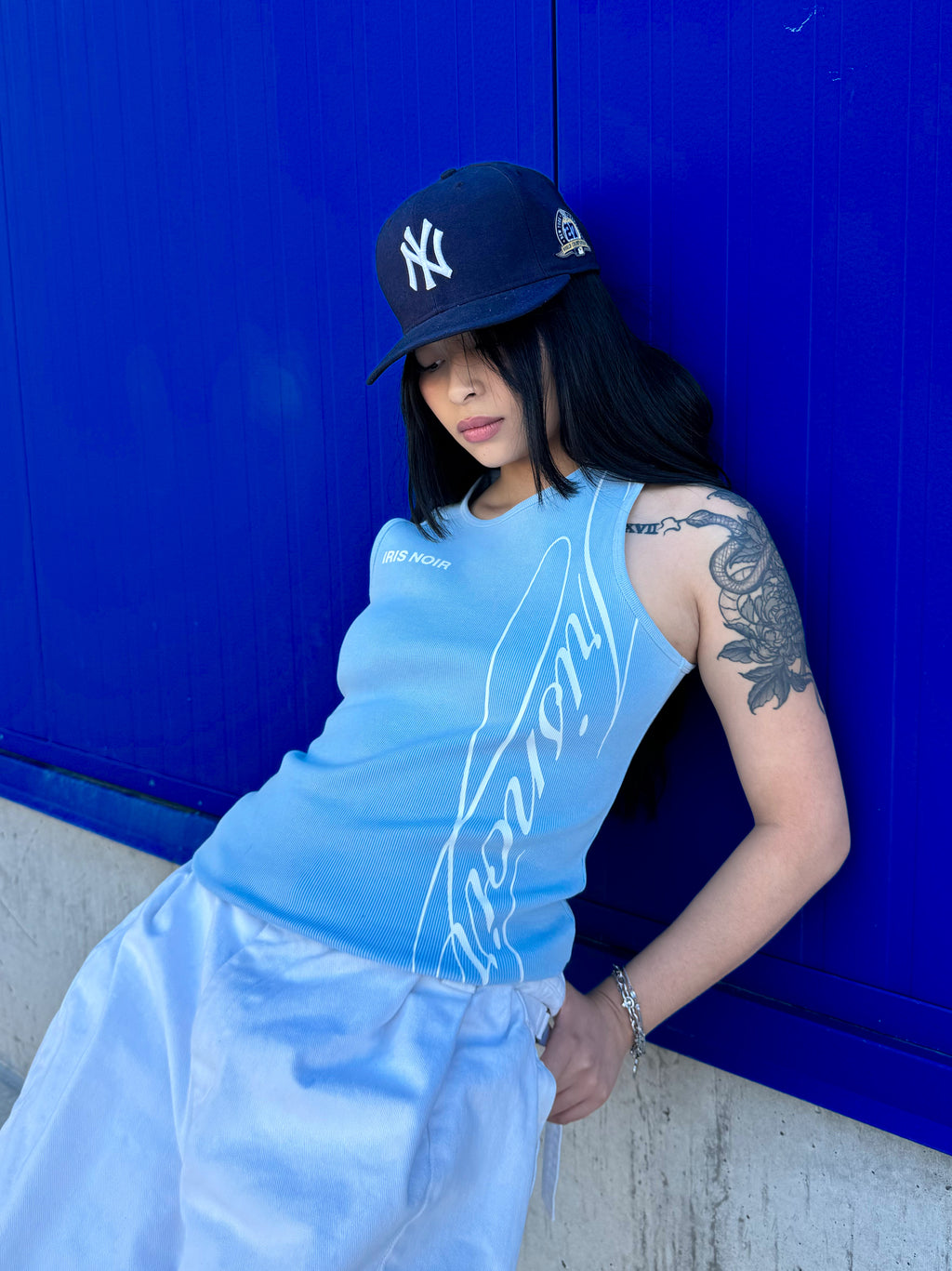 Iris Ligne Script Tank-Top Blue