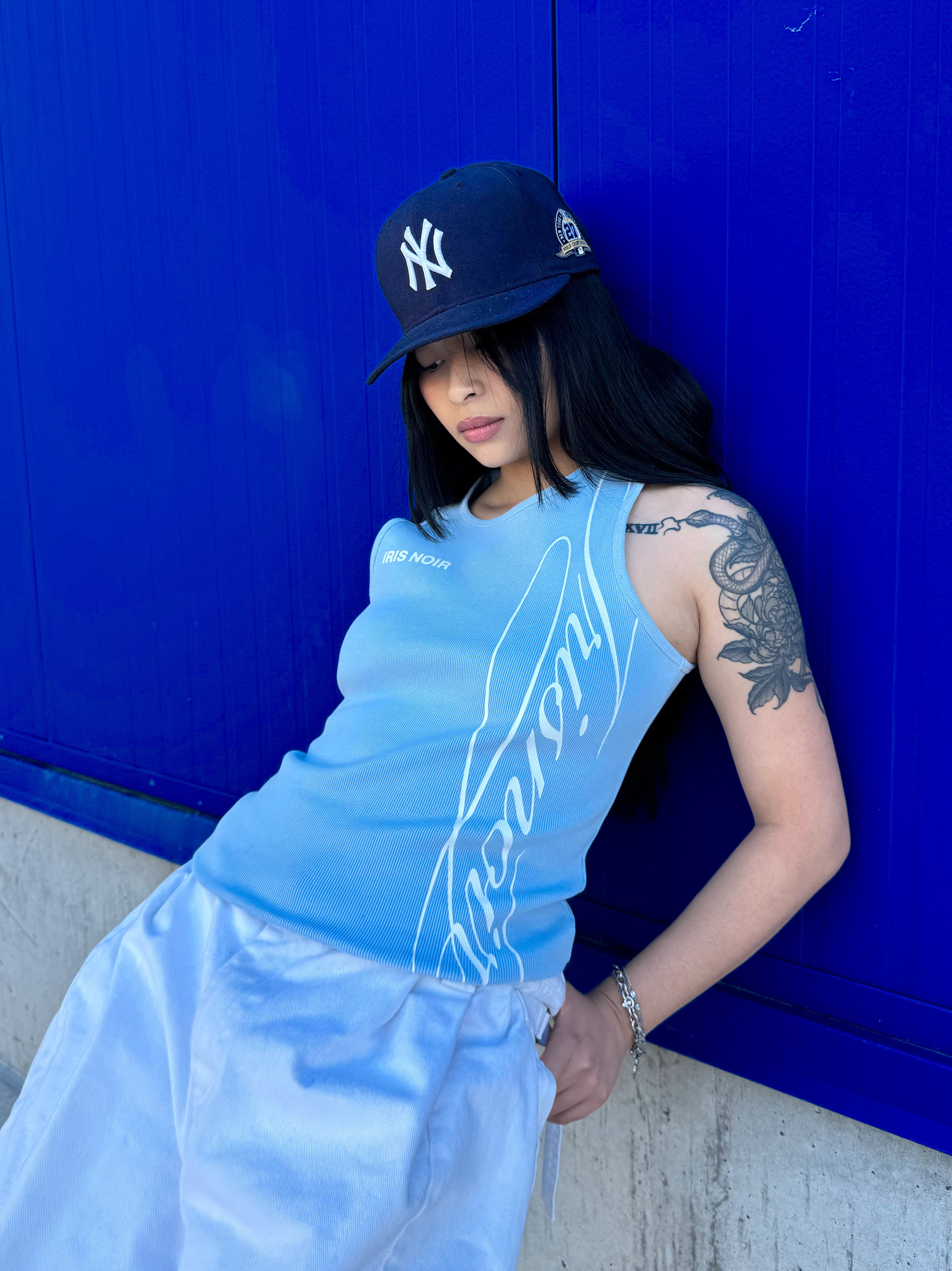 Iris Ligne Script Tank-Top Blue